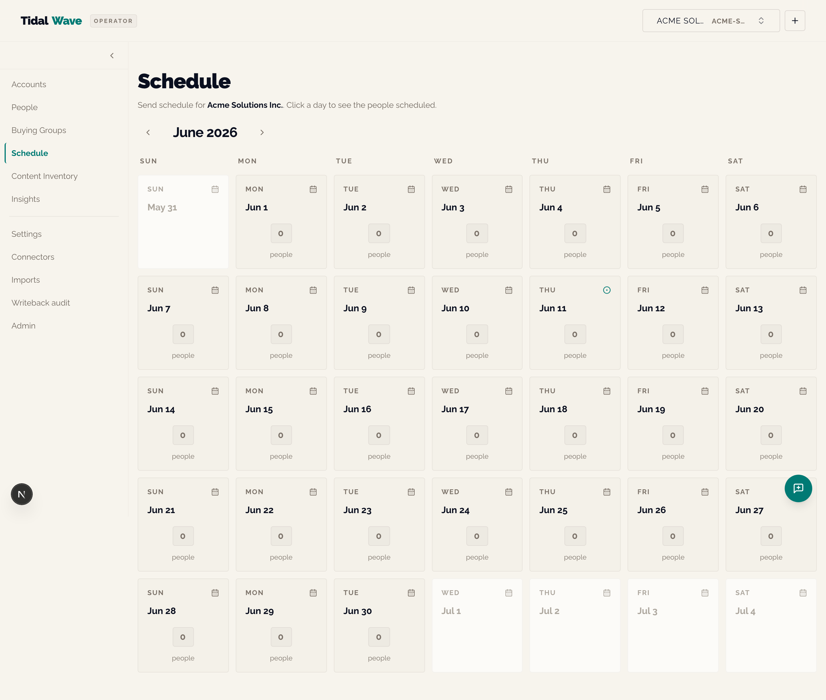 Schedule calendar